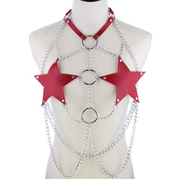 Leather Pentagram Chest Belt Body Chain