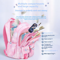 Pink Princess Primary School Student Schoolbag Children Backpack Girl Lightweight And Large Capacity