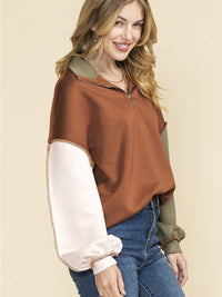 New Color Contrast Patchwork Long-sleeved Top For Women