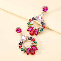 Crystal Wreath Drop Earrings Sparkly Rhinestone Statement Jewelry For Women Wedding Party Prom Festival Daily Wear