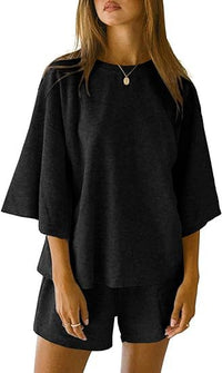 Women's Elastic-Waist Shorts Fashionable Casual Set