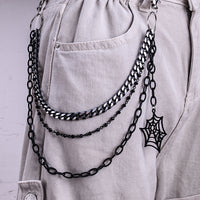 Trendy Punk Metal Personality Three-layer Spider Web Jeans Chain
