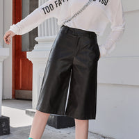 Five-point Leather Pants Women Fashion Pants Korean Version