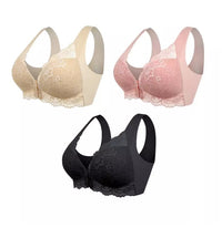 3-piece Front-closure Plus-size Lace Bralette Without Underwire