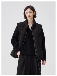 Asymmetrical Deconstructed Soft And Airy Stand-collar Sleeveless Vest