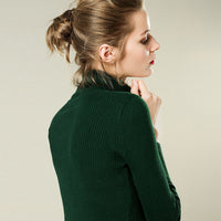 Slim-fit Solid-color Pullover Form-fitting Turtleneck Sweater