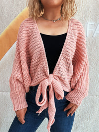 Commuter Deep V Lace-up Long Sleeve Knitwear Cardigan Coat Sweater