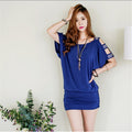 Womens Fashion Off-Shoulder Plus-Size Loose Dress