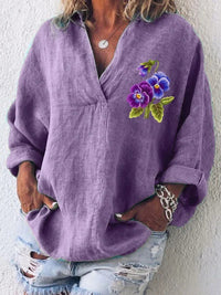 Womens American-style Digitally Printed Linen Shirt