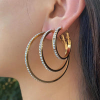 Womens Large High-end Stainless Steel Inlaid Earrings With A Premium Look