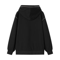 Casual Rivet Design Hooded Sweatshirt For Women
