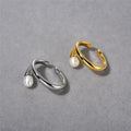 French Entry Lux Vintage Brass Plated 18K Real Gold Inlaid Pearl Ear Bone Clip