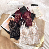 Womens Triangle Cup Bra With Chest Pads Lace Camisole