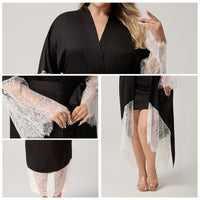 New Womens Plus Size Sleepwear With Lace Trimmed Patchwork Design
