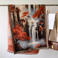 Autumn And Winter New Cashmere-like Thickened Oil Painting Jacquard Scarf
