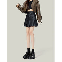 Vintage Skirt Female Leather Skirt Autumn