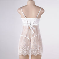 Summer Sexy Pajamas Female Lace Temptation White Tulle Suspender Nightdress