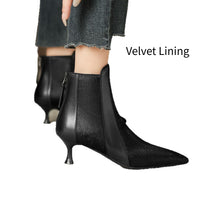 Full-leather Stiletto-heeled Pointed-toe Ankle Boots With A Back Zipper