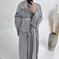 Dubai Solid Color Hook Cardigan Gown