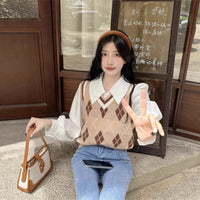 French-style Vintage White Polo-collar Long-sleeve Shirt