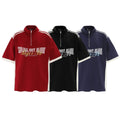 American Retro Color Contrast Patchwork Lapel Short Sleeve T-shirt