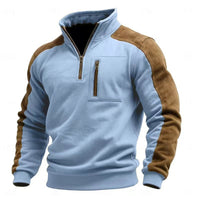 Men's Stand-Up Collar Pullover Zip-Up Sweatshirt