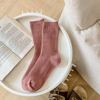 Japanese-style Solid-color Ankle Socks For Women