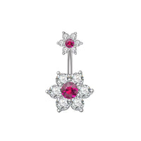 Flower Belly Ring Inlaid Zircon Water Drop Serpentine