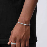 Spring-clasp Zircon Stainless Steel Mens Bracelet