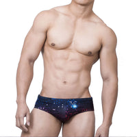 Pixel Mosaic Square Print Swim Briefs Lights