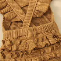 Ins Popular European And American Solid Color Rib Fabric Advanced Embroidery Rompers Jumpsuit