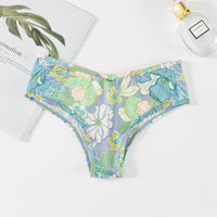 Sexy Print T-shaped Ice Silk Seamless Lightweight Breathable Invisible Sports Underwear Women