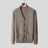 Wool Knit Cardigan Men's Casual V-neck Sweater Coat