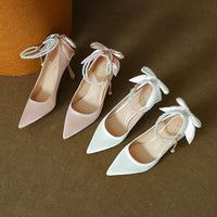 Stiletto Pointed Toe Pearls Strap High Heels