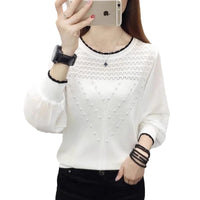 Chiffon Ice Silk Knitted Bottoming Shirt Long Sleeve Round Neck