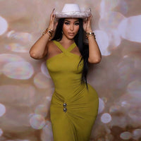 Women's Fashion Cross-Neckline Dress