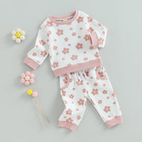 Children's New Flower Print Sweater Suit