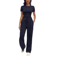 Women's Fashion Casual Pleated Short-Sleeve Set