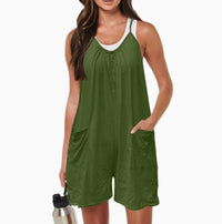 Womens Casual Sleeveless Camisole Jumpsuit With Front Pockets