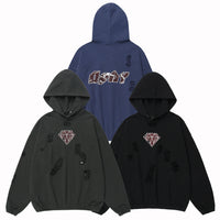 Letter Crack Printed Hooded Men's Sweater