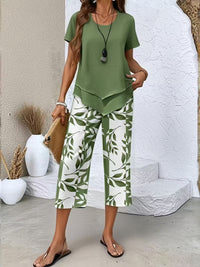Elegant High-waisted Wide-leg Pants Two-piece Set