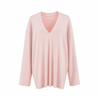 Versatile Old Money Style V-Neck Loose-Fit Long-Sleeve