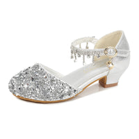 Leather High-heeled Little Girl's Piano Performance Shoes