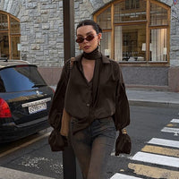 Scarf Bell Sleeve Loose Shirt Temperament Wild