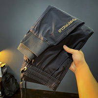 White Ice Silk Embroidery Ultra-thin Cool Feeling Ankle-length Sports Pants