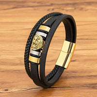 Fashionable Lions Head Multi-Layer Simple Braided Bracelet