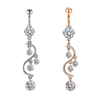 European And American New Belly Button Ring 4 Diamond Zircon Belly Button Button Ring