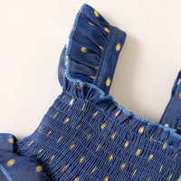 Polka Dot Smocking Suspender Skirt Headscarf