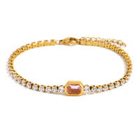 Fashionable All-Match Stainless Steel 18K Gold-Plated Zircon Bracelet