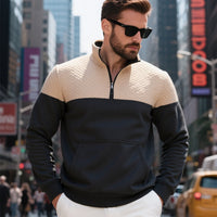 Winter Heavy Fleece-lined Casual Loose Multicolor Men's Plus Size Stand Collar Zipper Sweater